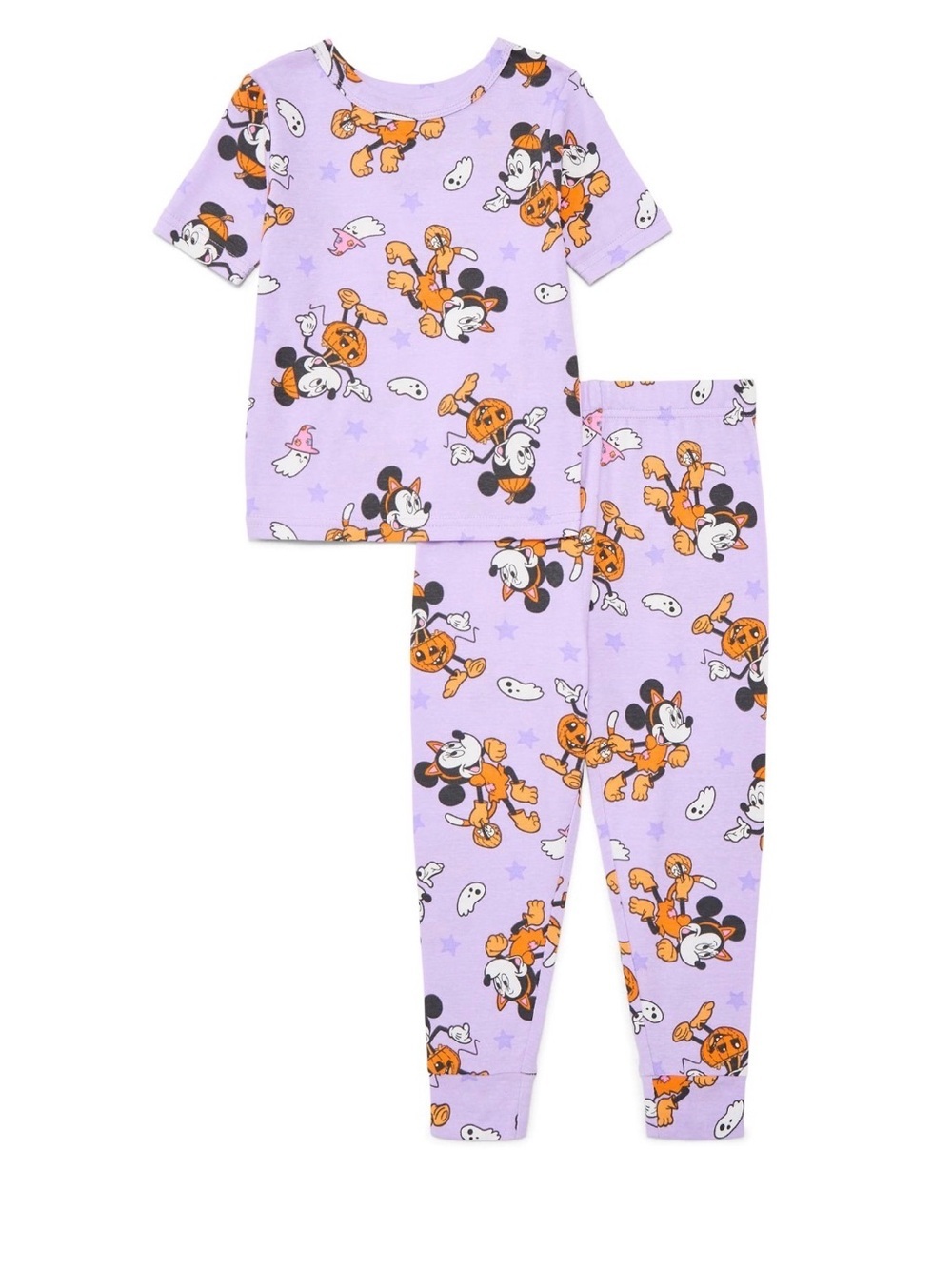 Girls' Lavender Halloween Mickey Print Pajama Set